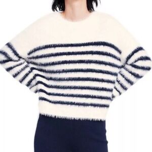 La Ligne X Target Fuzzy Yarn Striped Crewneck Sweater NWT